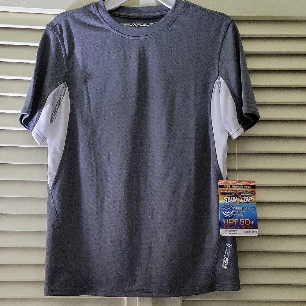 ZeroXposur Boy's Charcoal and White Short Sleeve Tee